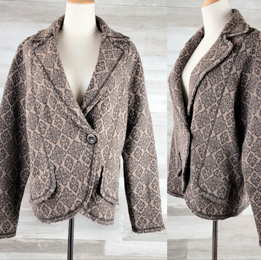 Vintage Nine West Brown, Metallic Gold, Lambswool Knit Cardigan Sweater  XL